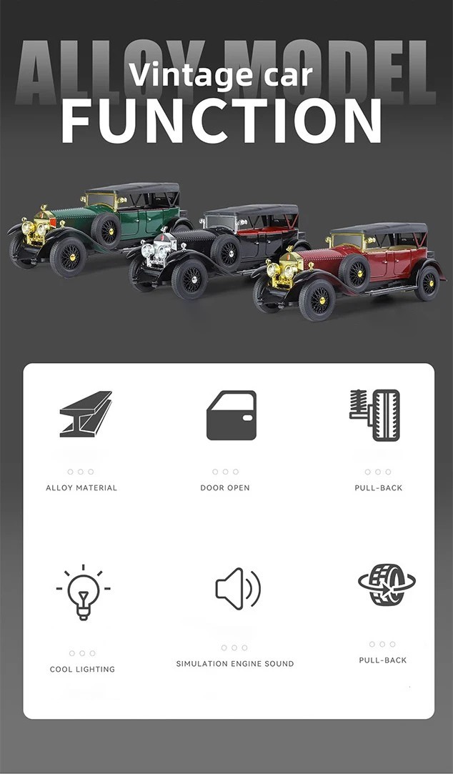 1:24 Diecast Rolls-Royce Phantom Classic Model Car Collectible Black Phantom