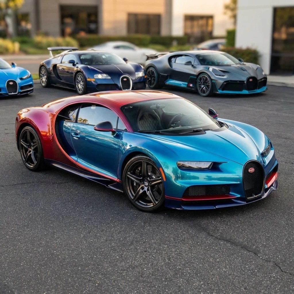 Hot Wheels ’16 Bugatti Chiron Blue/Pink Spectraflame Custom w/ Display Case