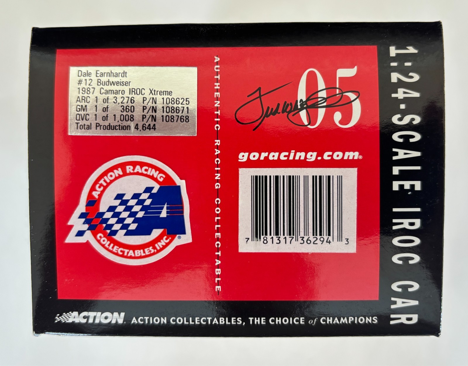 #12 Dale Earnhardt, 1987 IROC Budweiser Camaro, Action 1/24 Scale, 1 of 4,644