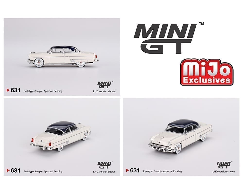 Mini GT Lincoln Capri 1954 Arctic White Atlantic Blue MGT00631 1/64 Diecast Car