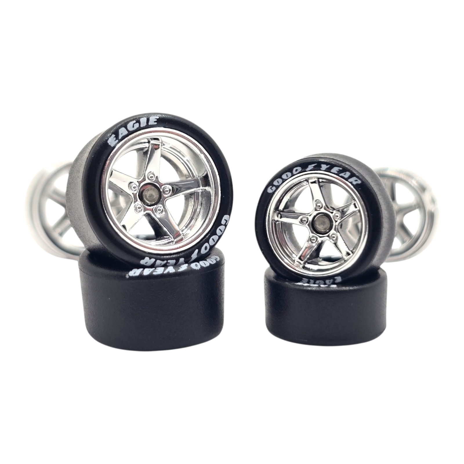 Advan V3 5 Spoke Rims & 11/13mm Staggered Goodyear Rubber Tires For Hot Wheels