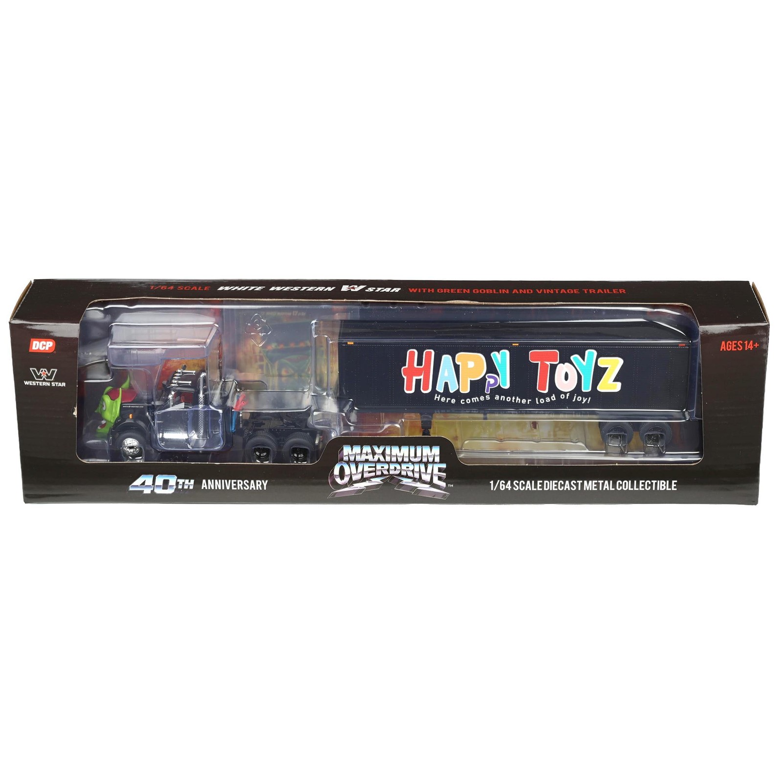 1/64 White Western Star Semi Truck with Green Goblin Head, 40ft Trailer, 68-2287