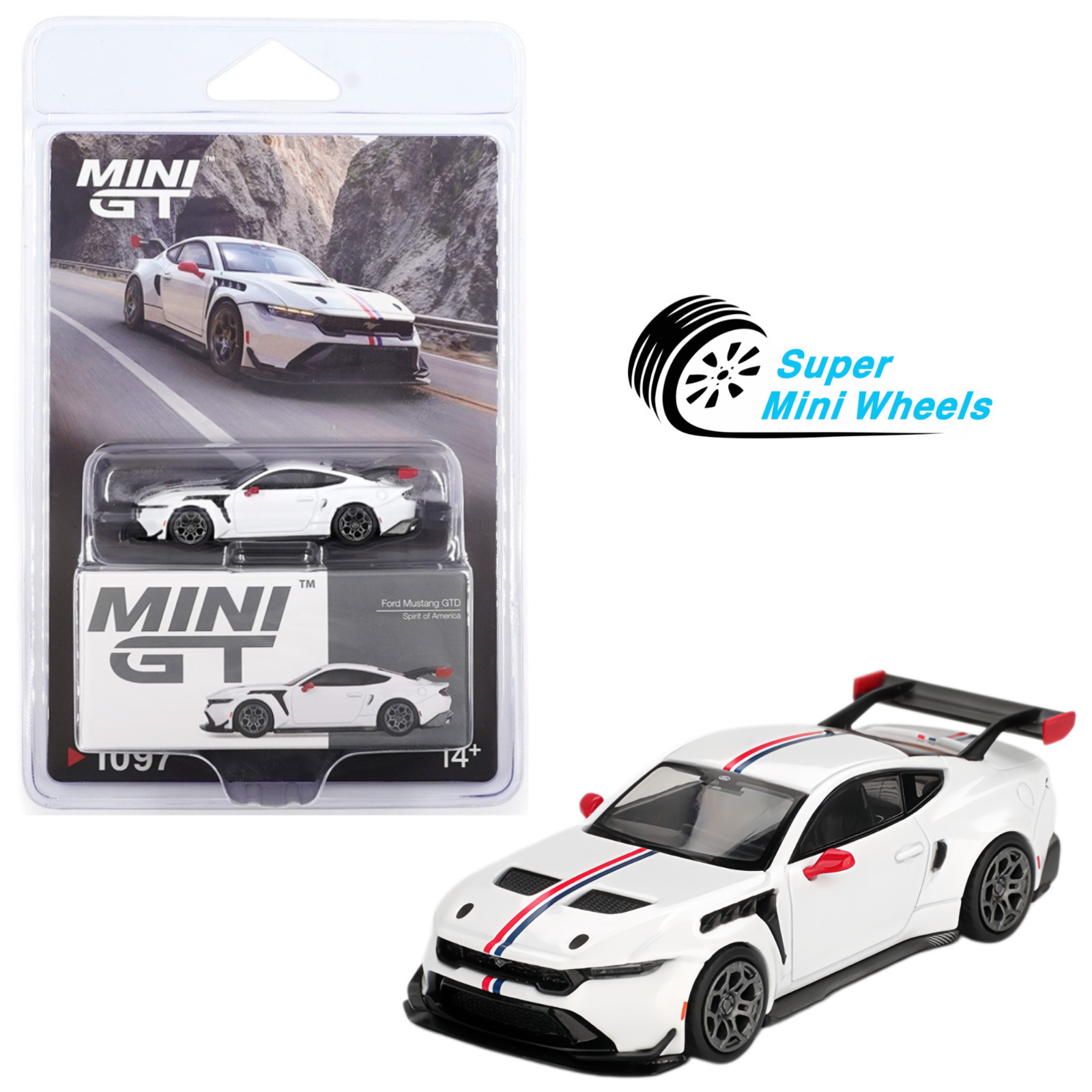 Mini GT 1:64 Ford Mustang GTD Spirit of America – White #1097