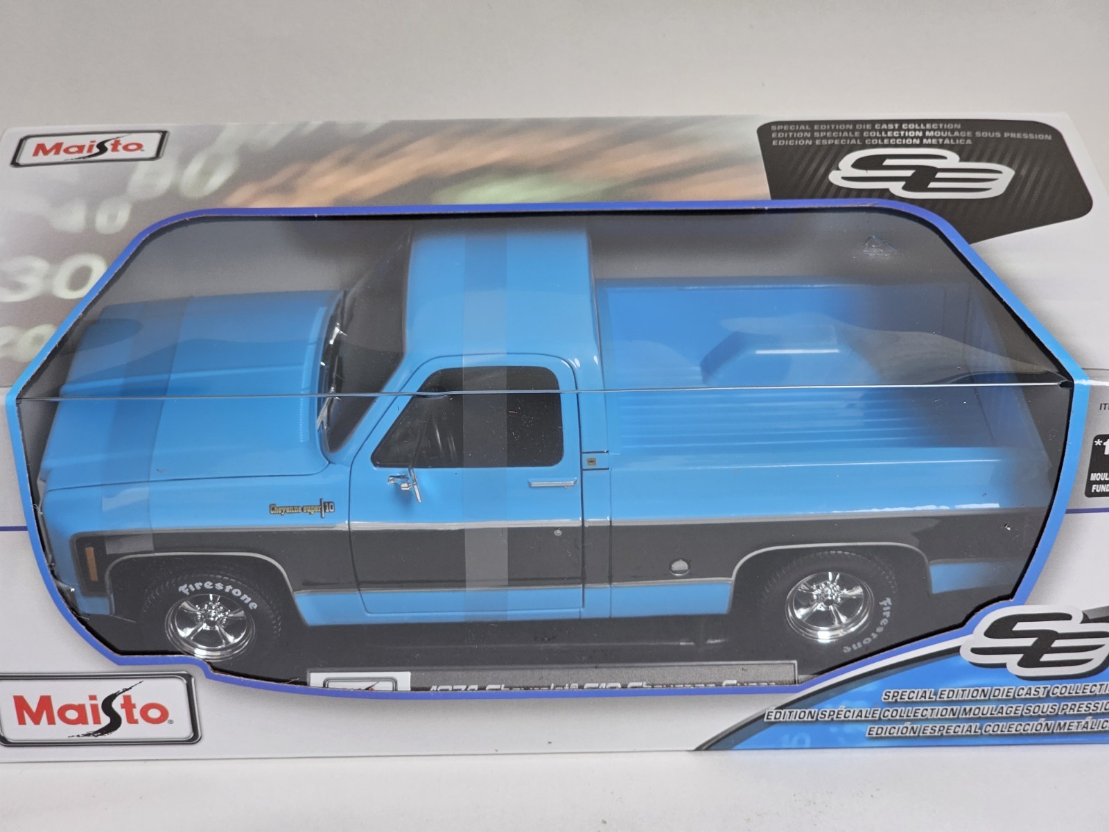 Maisto 1:18 1974 Chevrolet C10 Cheyenne Blue Black Pickup Truck NIB Costco SE