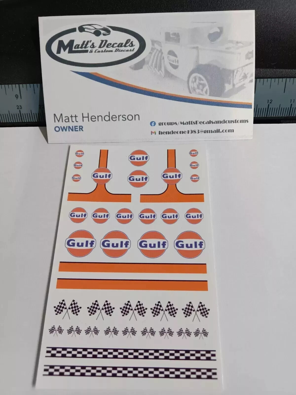 1/64 for hot wheels waterslide decals gulf oil MADE IN THE USA!