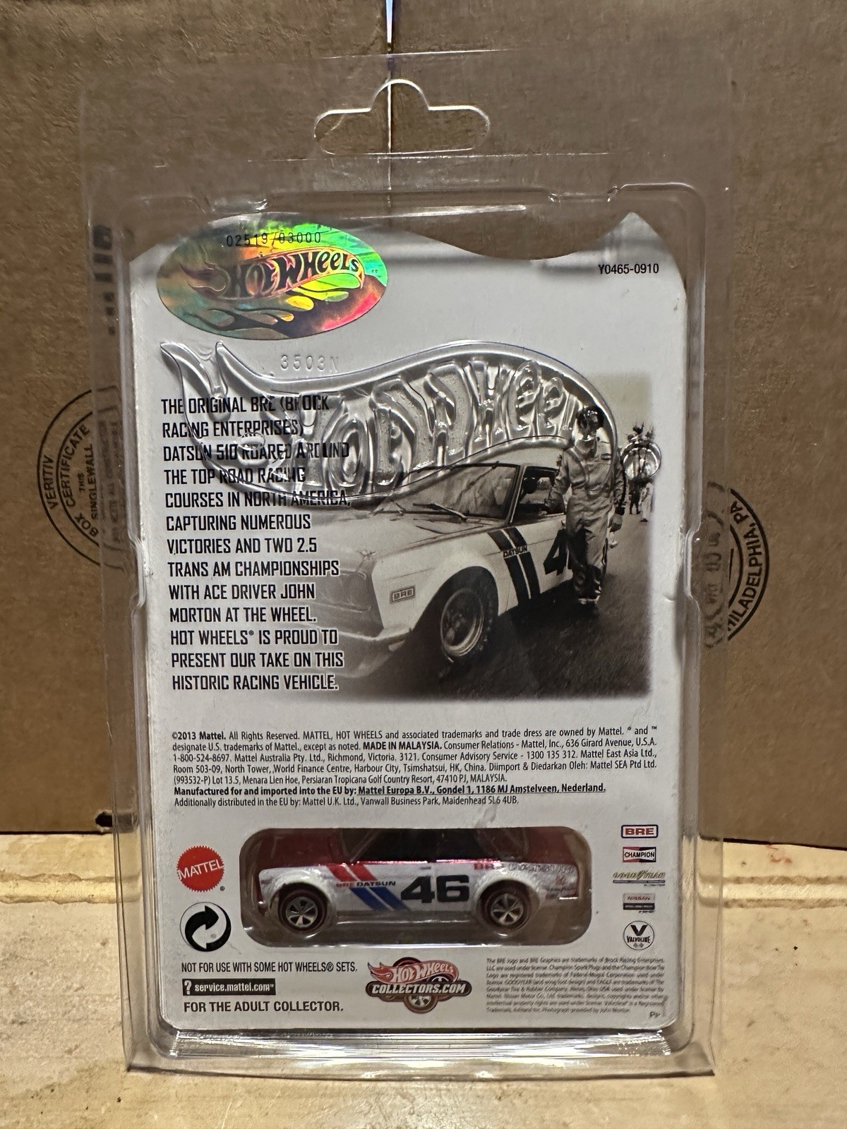 HW 2013 RLC Series 12 – BRE Datsun Bluebird 510 #2519 of 3000- 3 Autographs Rare
