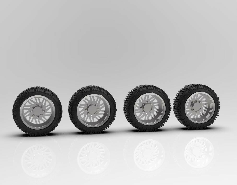 1:64 26” Force Truck Wheel And “Bogger” Set of four wheels and tires