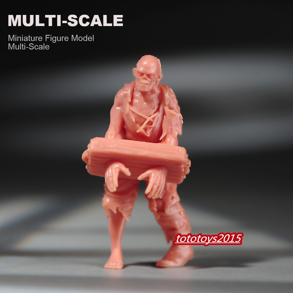 4pcs Unpainted 1/87 Zombie Scene Prop Miniatures Doll Figure Diorama For Car Toy