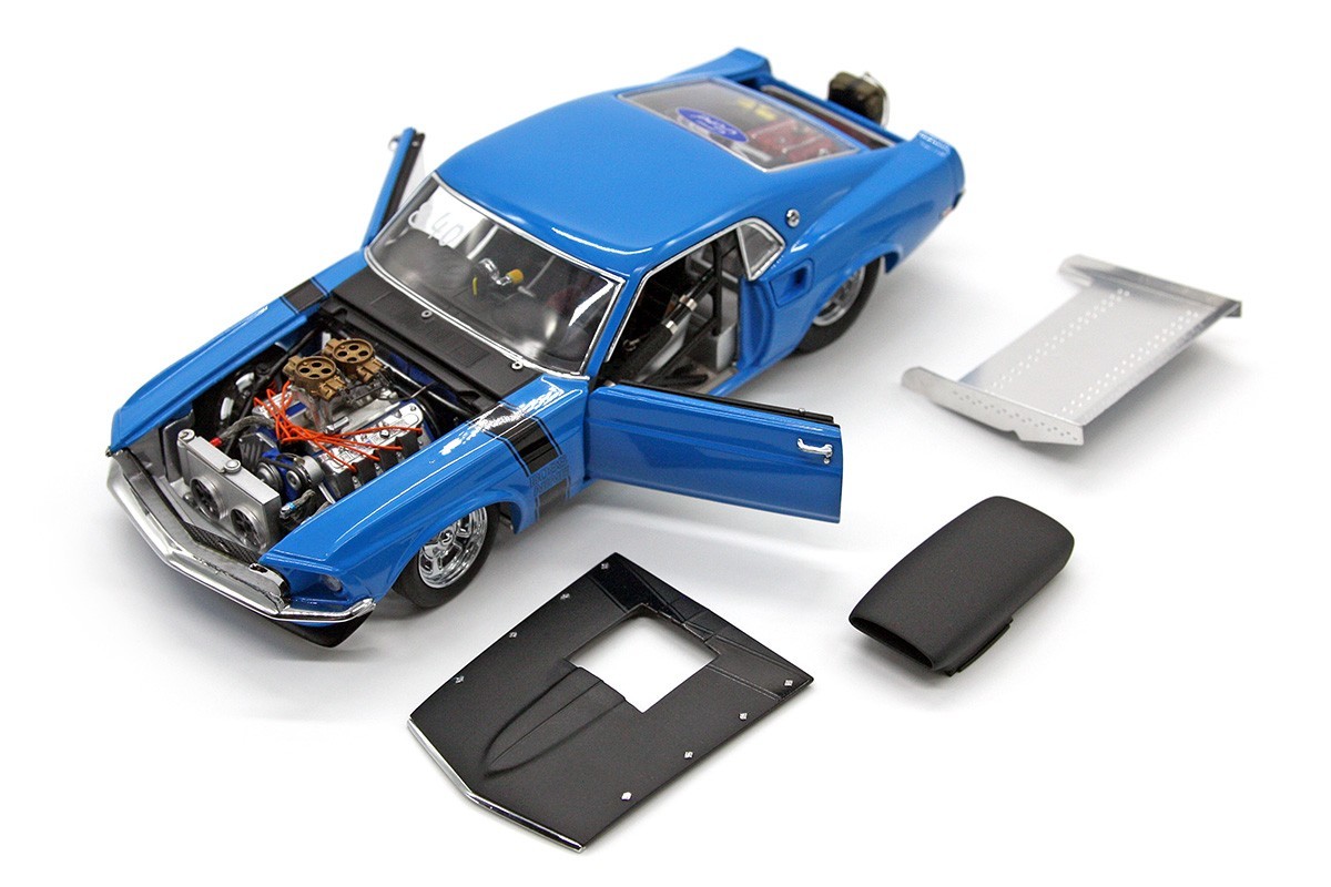 1969 Ford Mustang Boss Nine Pro Street (1:24) Blue/Black Diecast (LOOSE), by DM