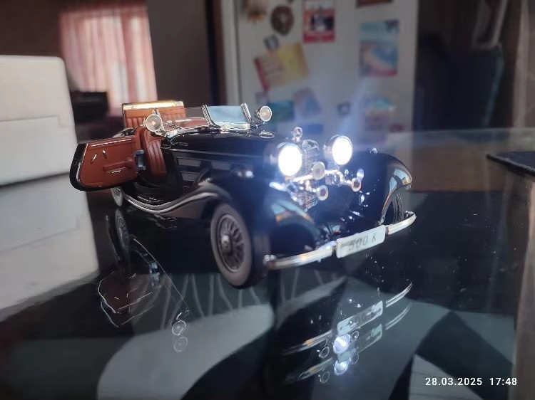 1:24 1936 Mercedes-Benz 500K Special Roadster Diecast Model Car Vintage Toy Gift