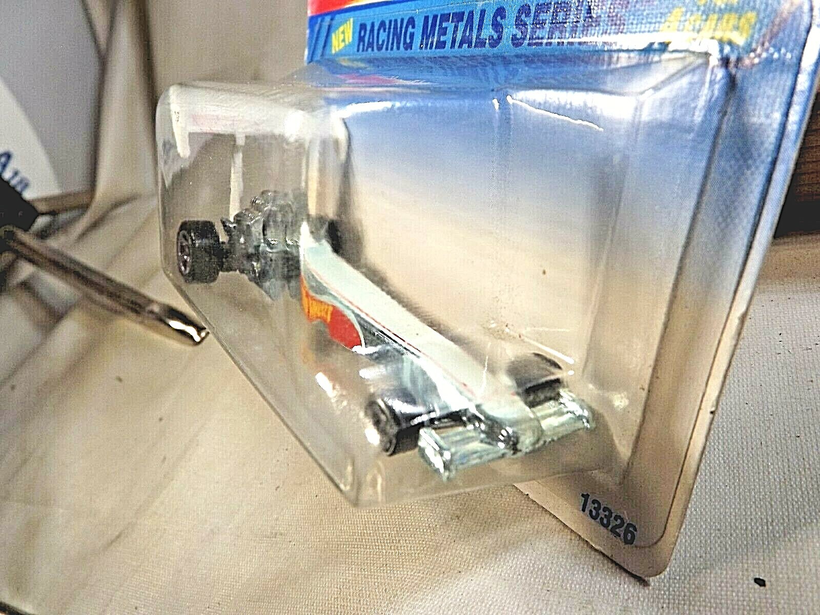 1995 Hot Wheels #340 Racing Metals Series 4/4 DRAGSTER Chrome White-Wing w5-MWSp