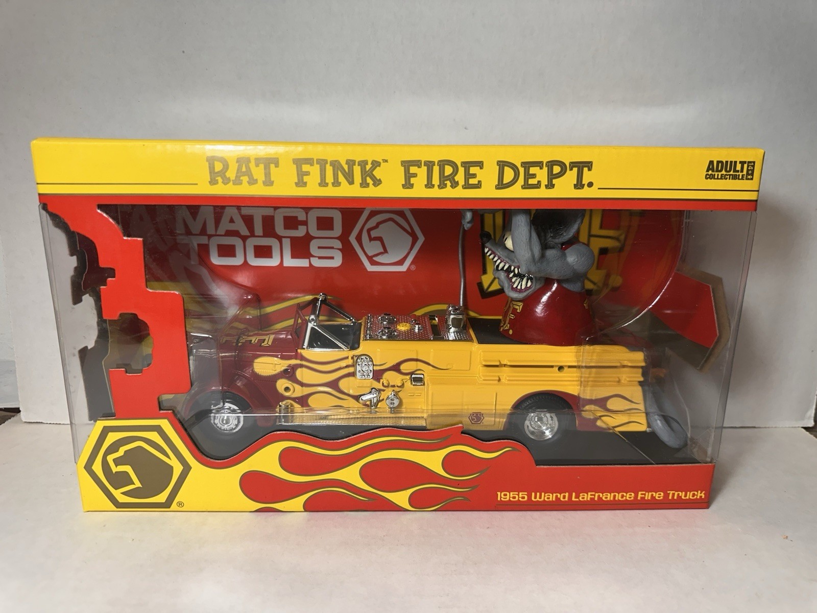 Matco Tools Rat Fink Fire Dept. 1955 Ward Lafrance Truck Ertl 10″ NEW NIB (read)