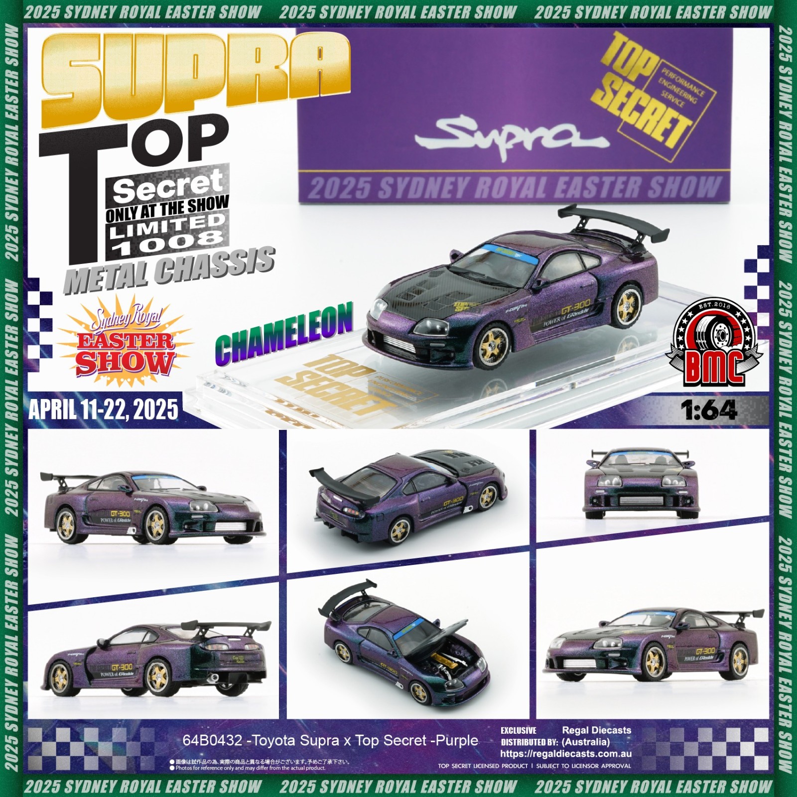 BM Creations X Top Secret Toyota Supra GT-300 – Purple – Australia LE 1:64 Car
