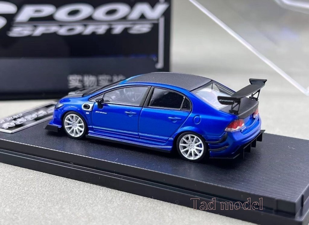 MT 1:64 Blue Carbon Civic Type R FD2 Sports Model Diecast Metal Car