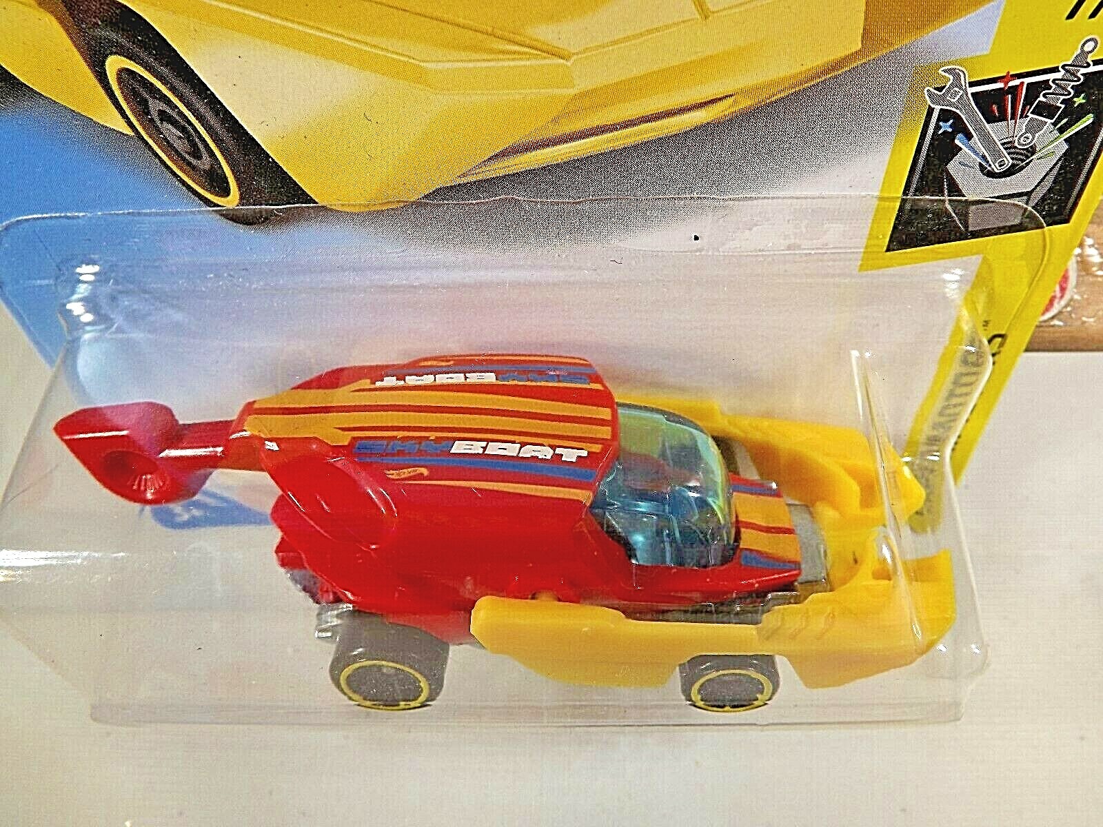 2019 Hot Wheels #165 Experimotors 7/10 SKY BOAT Red-Yellow w/Black OH5 Spokes