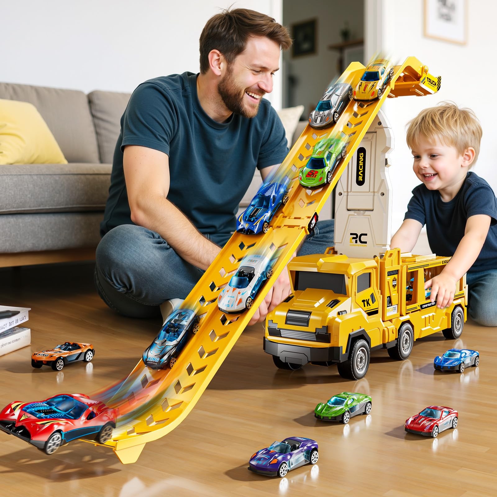 Toddler Car Truck Toys for 3 4 5 6 7 8 Years Old Boys, Transporter Truck Toy …
