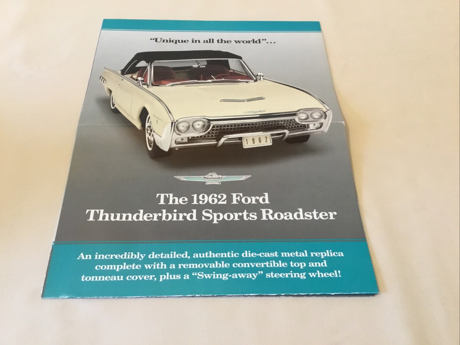 Danbury Mint 1962 Ford Thunderbird Sports Roadster Brochure Paperwork Only 1:24