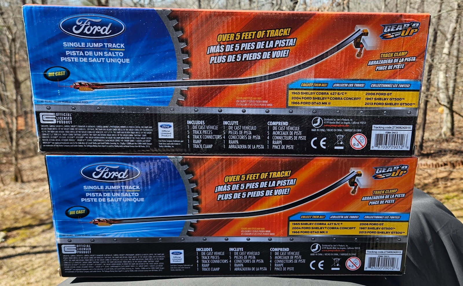 Ford licensed Gear’d Up 1/64 diecast car jump track set Shelby Cobra and GT500