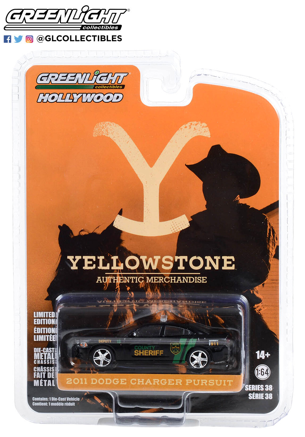 Greenlight Hollywood Series 38 “Yellowstone” 2011 Dodge Charger Pursuit 44980-D