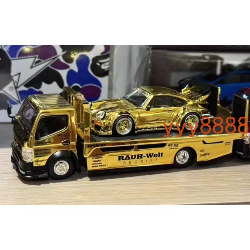 XCARTOYS 1:64 RWB 930 Pandem Fuso-300 Chrome Gold 2026 HEC Limited Car Set
