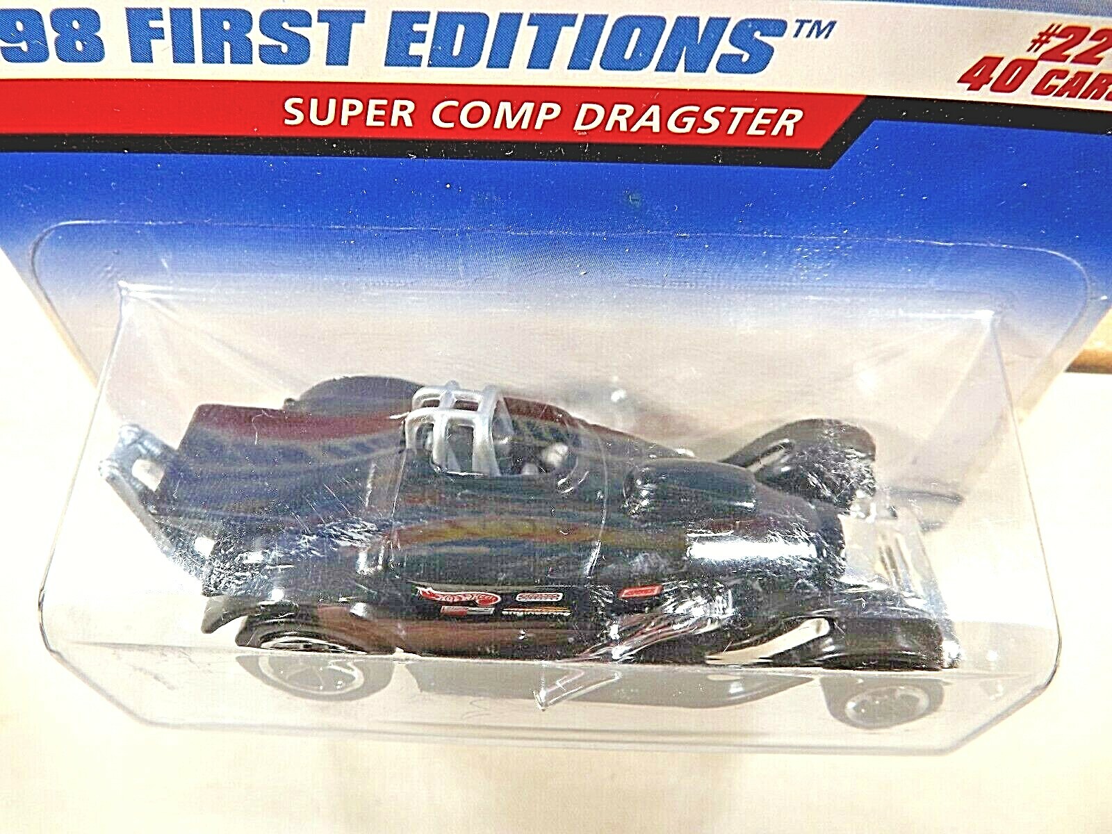 1998 Hot Wheels #655 First Editions 22/40 SUPER COMP DRAGSTER Black 5-Decals 5Sp