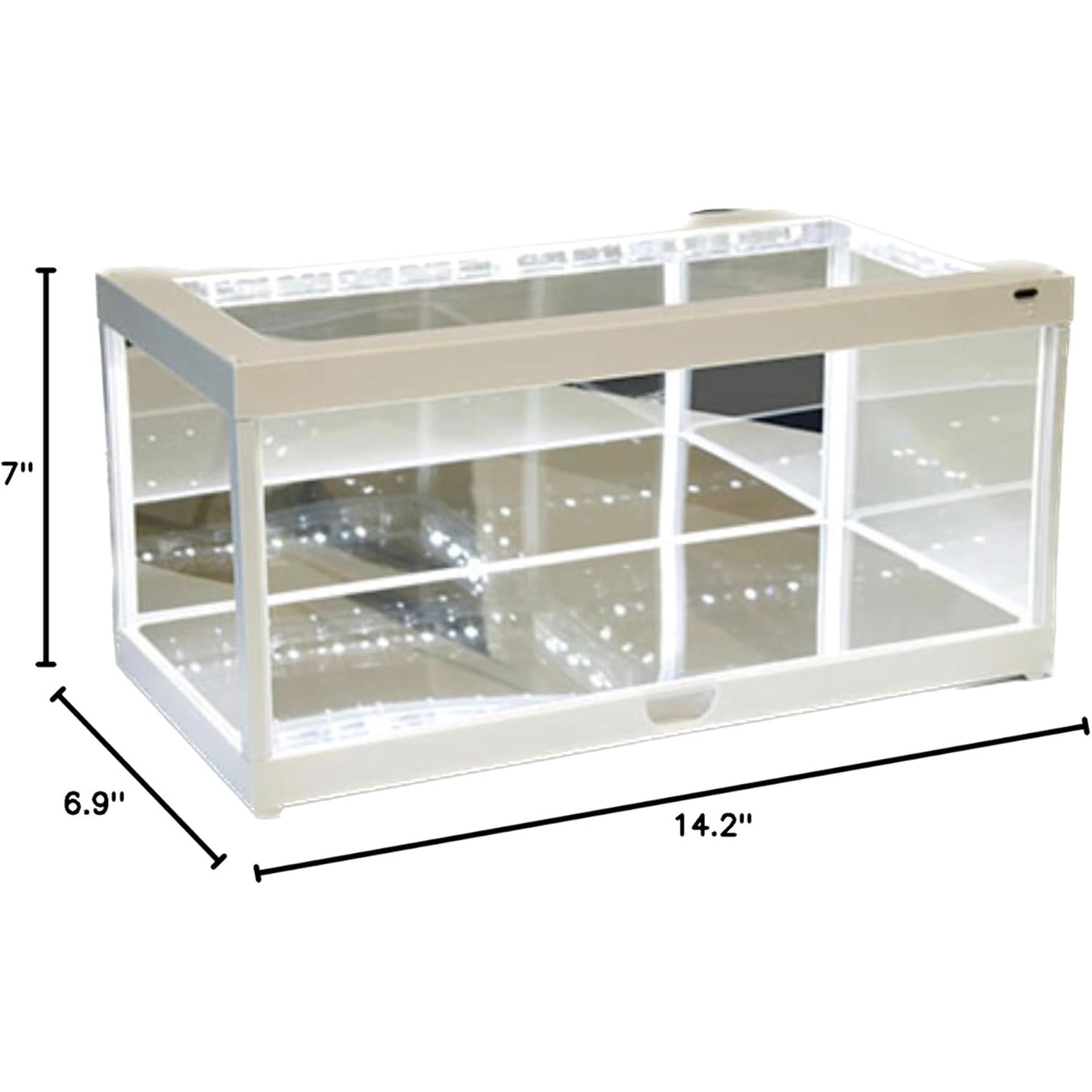 Collectible Display Show Case Illumicase+ LED Lights Mirror Base and Back, WHITE