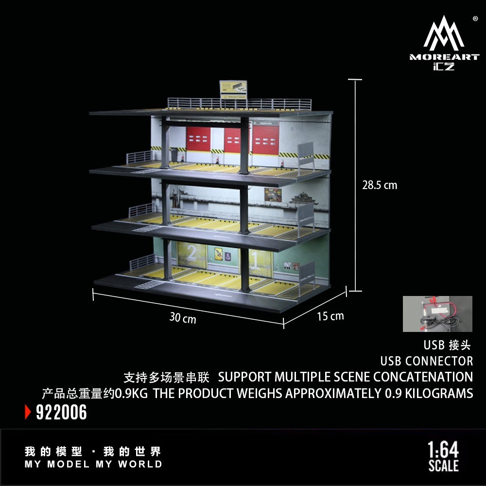 1/64 Diorama Car Garage Model City Street Parking Lot Scene Display Case Toy US
