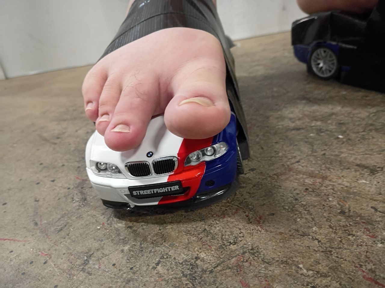 pair of Solido 2000 BMW E46 M3 white 1:18 flip flops crushed cars