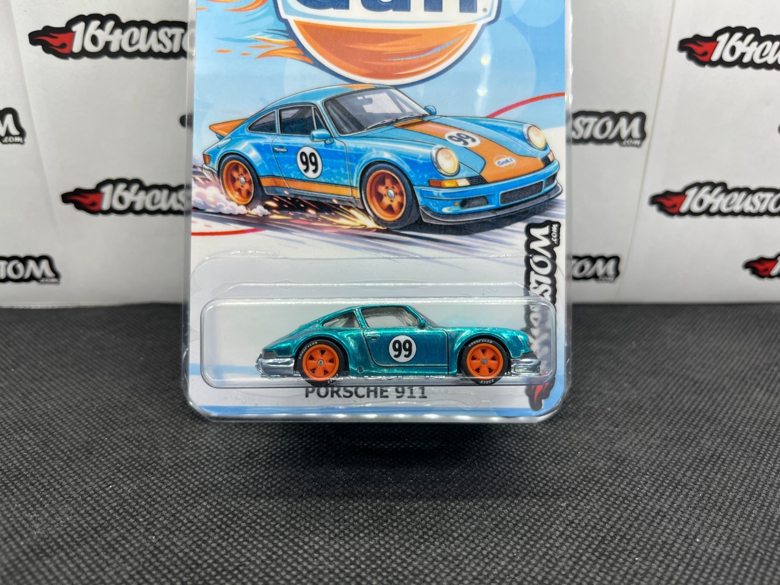 Hot Wheels Porsche 911 Gulf Racing – Custom PATINA spectraflame aqua – LOOK
