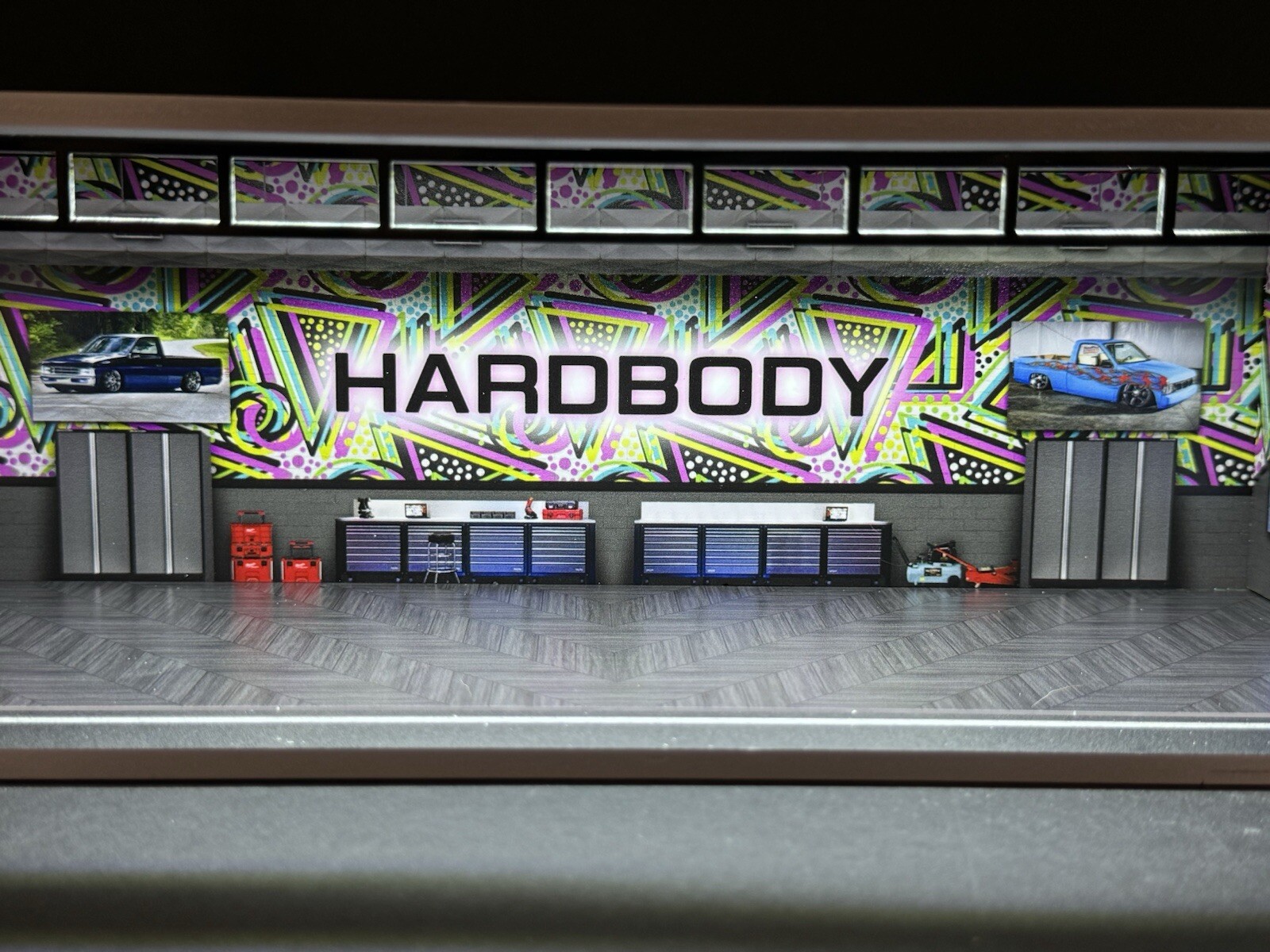 Nissan Hardbody Theme FOR Hot Wheels 1:64 Model Diorama Garage LED Lighting!