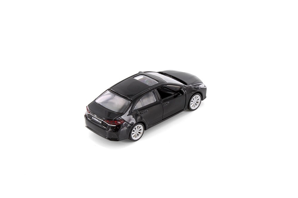 Black Toyota Corolla Diecast Toy with Pullback Action 1/43 Scale 4.25 Inches Lon