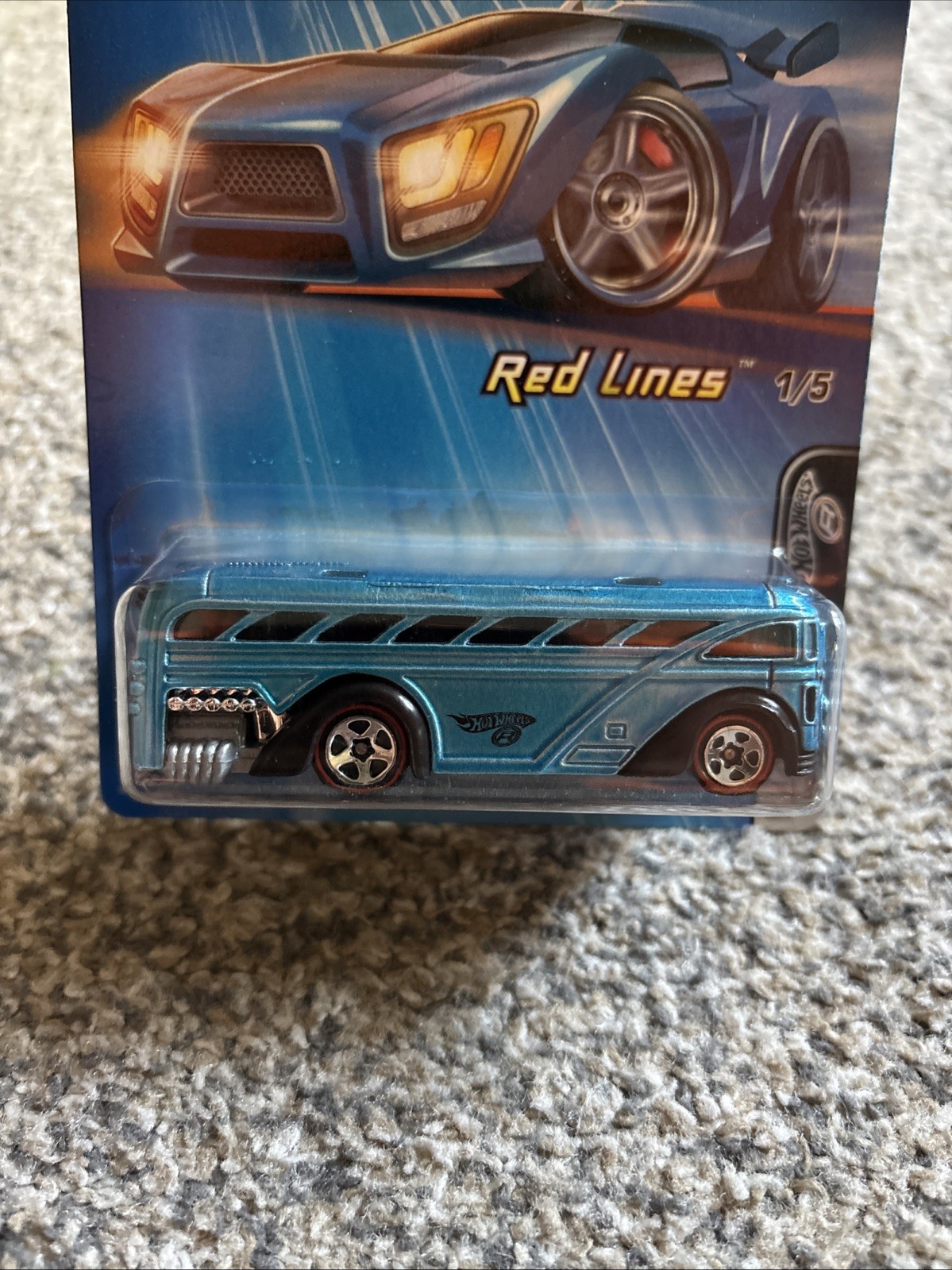 2005 Hot Wheels #96 Red Lines 1/5 Surfin Scool Bus Blue Variant RL5Spk Wheels