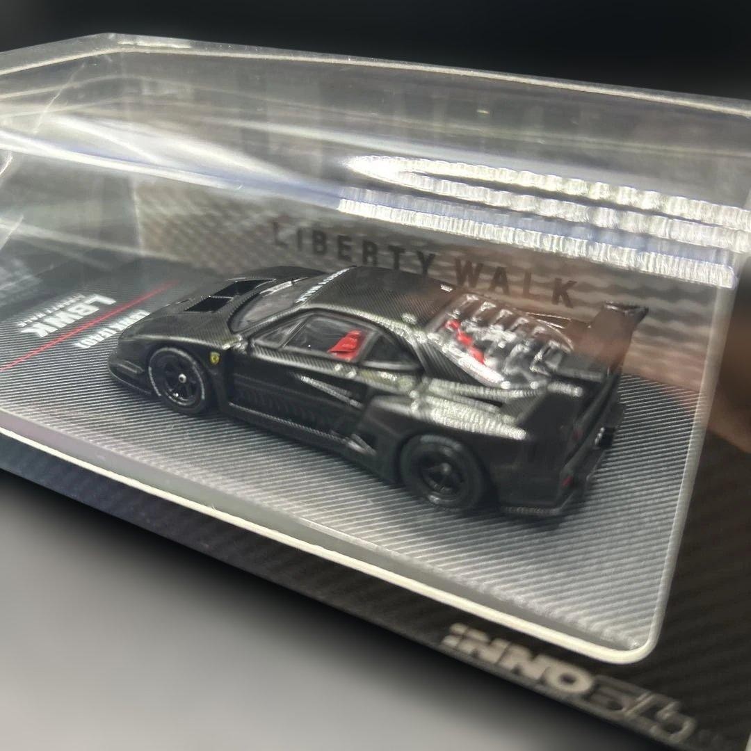 Liberty Walk LBWK F40 Mini Car 1/64 Scale with Display Case Black Used