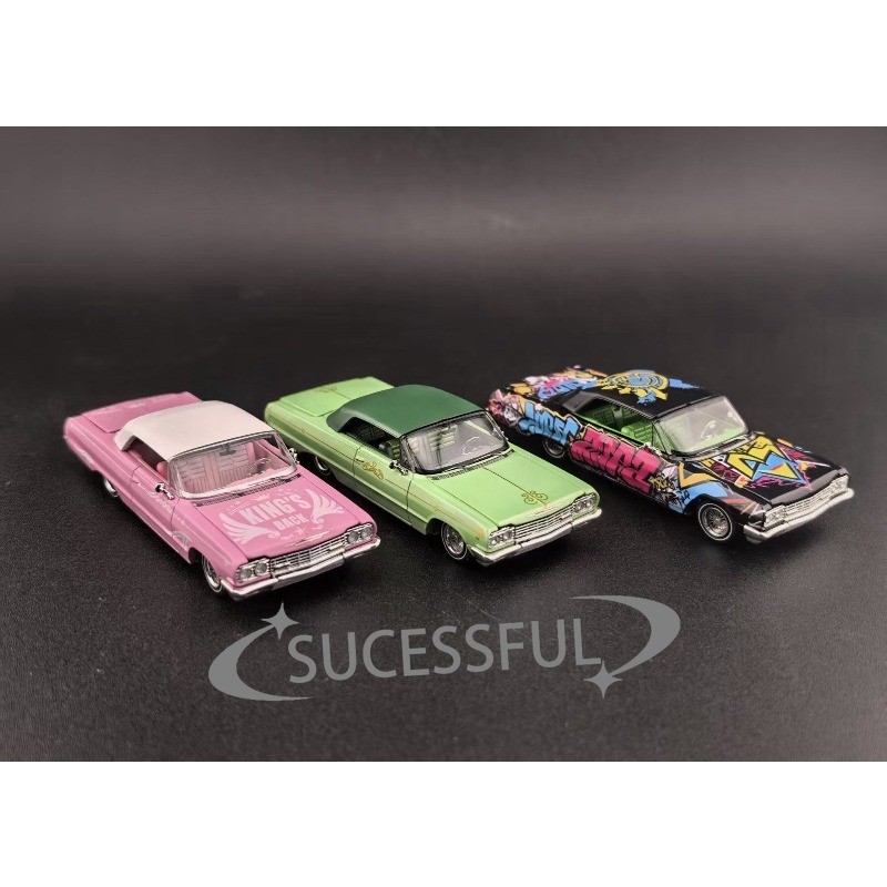 FW 1:64 Green Impala Lowrider Open Adjustable Chassis Diecast Car Model