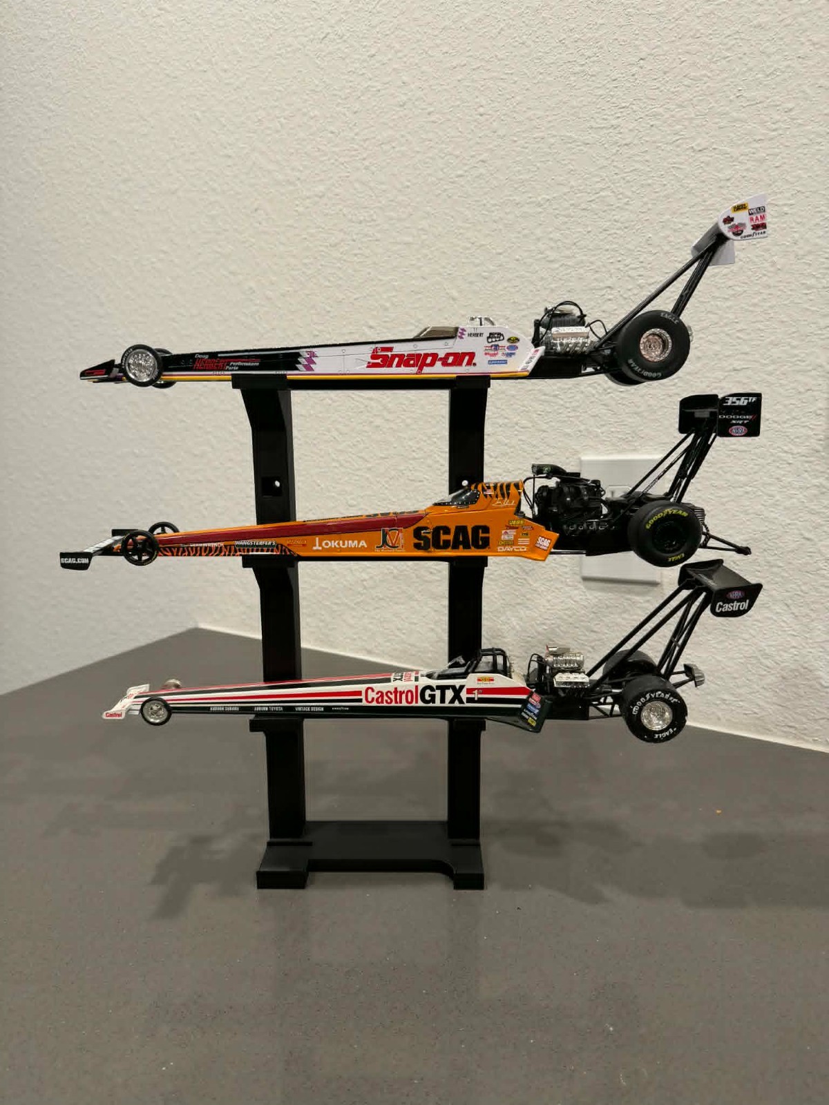 4 Tier Top Fuel 1:24 Diecast Display Wall Mount Stand NHRA Dragster (STAND ONLY)