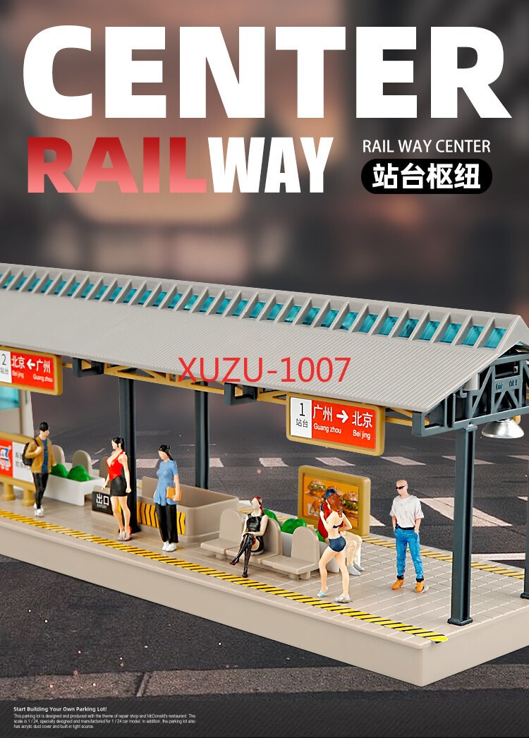 1:64 Railway Platform Train Station LED Scene Display Diorama Building Model Toy