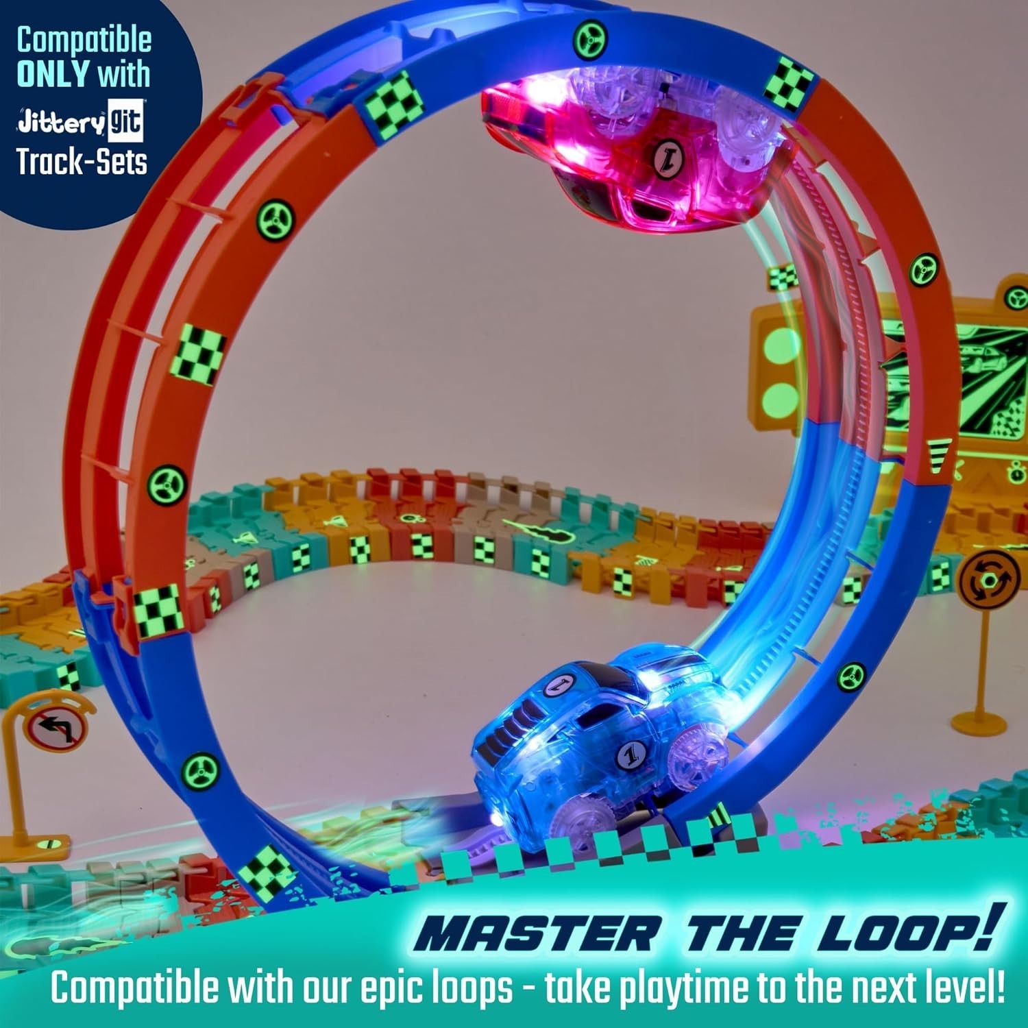 2-Pack Light-Up Racer Cars for Glow Tracks – Perfect Gift for Kids Aged 3-8