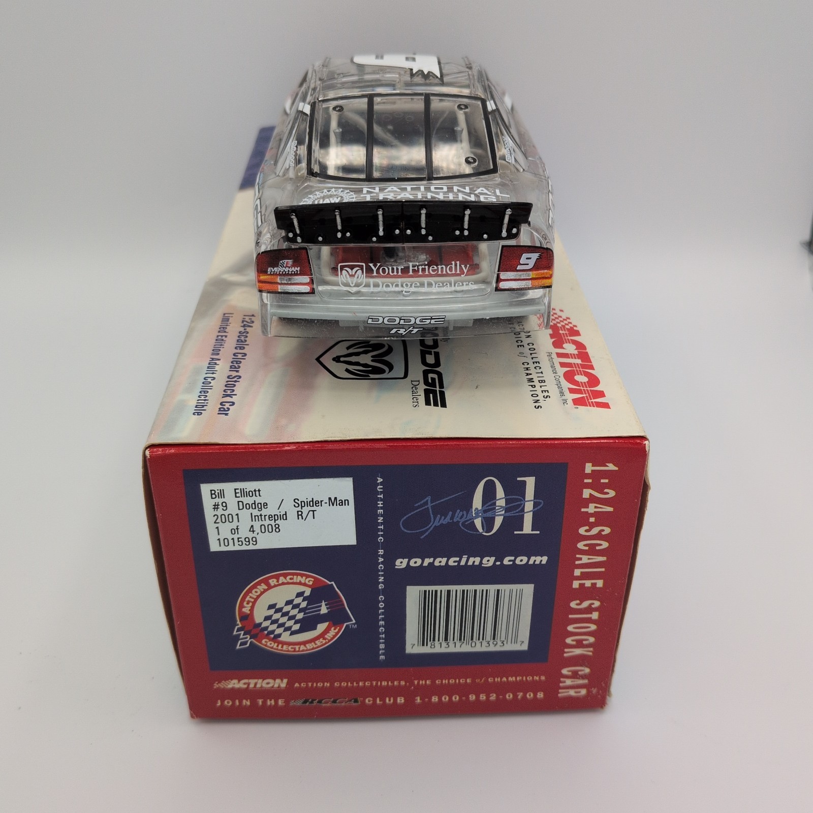 Bill Elliott #9 Marvel Spider-Man 2001 Dodge Intrepid Clear Car 1:24 Die Cast