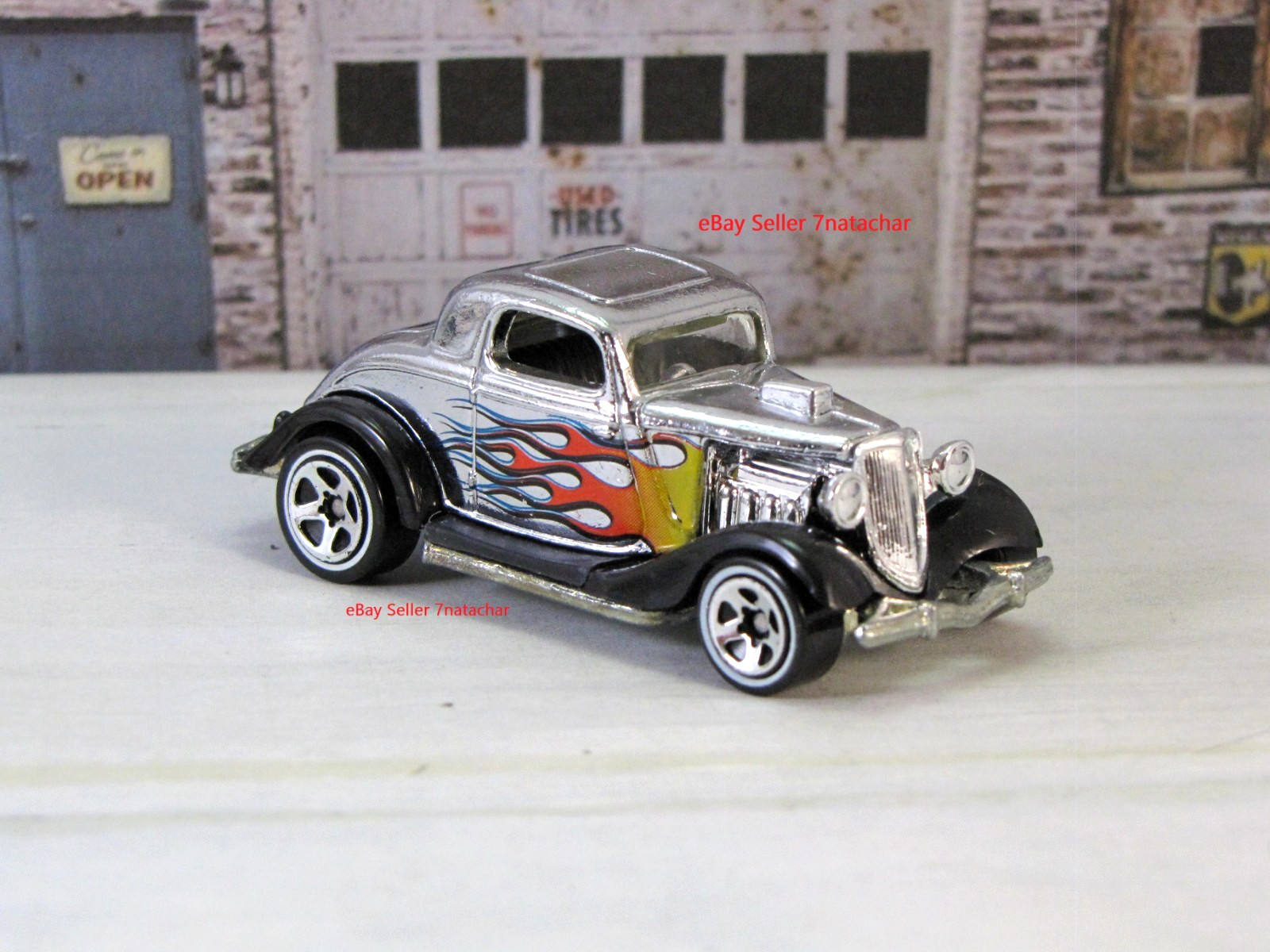 1934 Ford Coupe Flathead V8 Hot Rod Metal Model Collectible Car Silver J