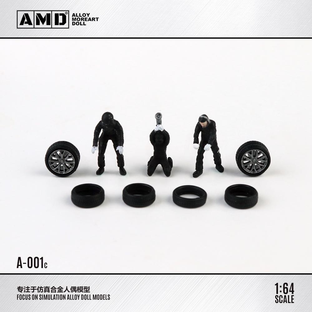 CAR REPAIR MECHANIC FIGURE WHEELS & TIRES DECALS 1/64 DIECAST BY MOREART AMD MA