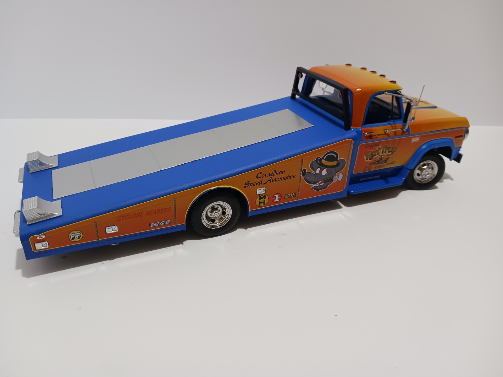 1:18 “RAT TRAP” 1970 DODGE D-300, VINTAGE RAMP, TRUCK DRAG RACE HAULER by ACME
