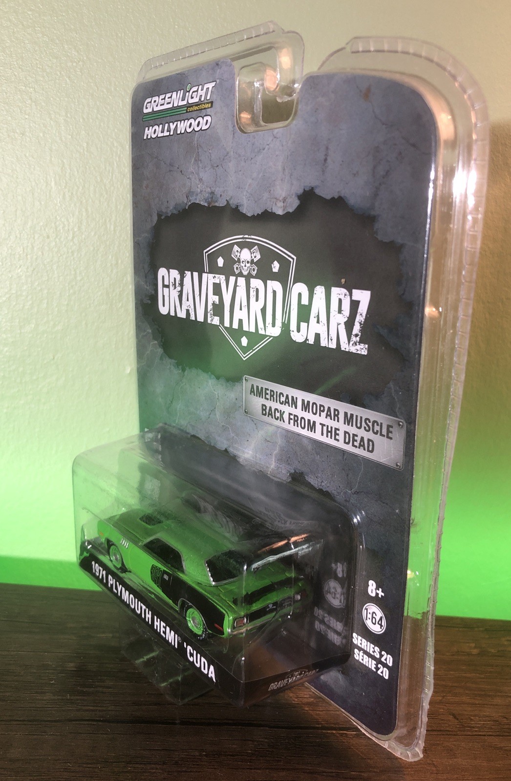 🔥2018 Greenlight-1971 Plymouth Hemi Cuda-Green-Graveyard Carz-Rare Mint🔥