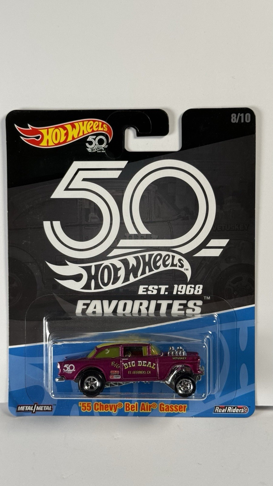 Hot Wheels 50th Anniversary Favorites ’55 Chevy Bel Air Gasser Real Riders 2018