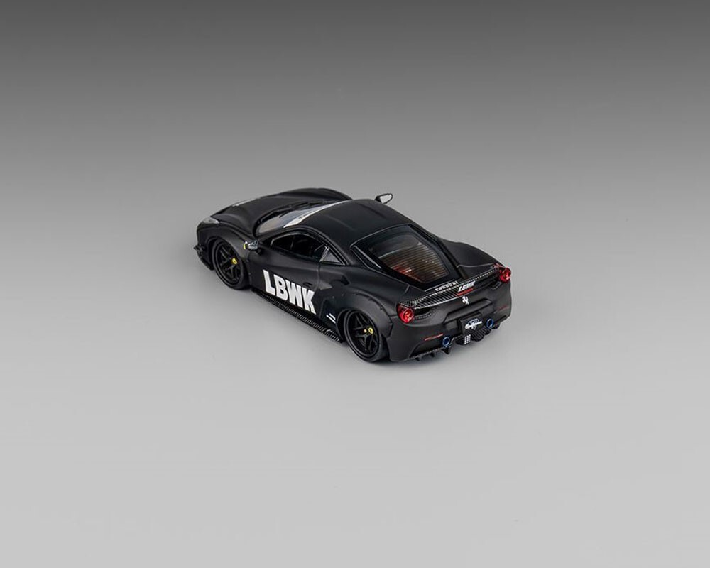 CM Model LBWK Liberty Walk 488 Widebody Matted Black with Carbon 1/64