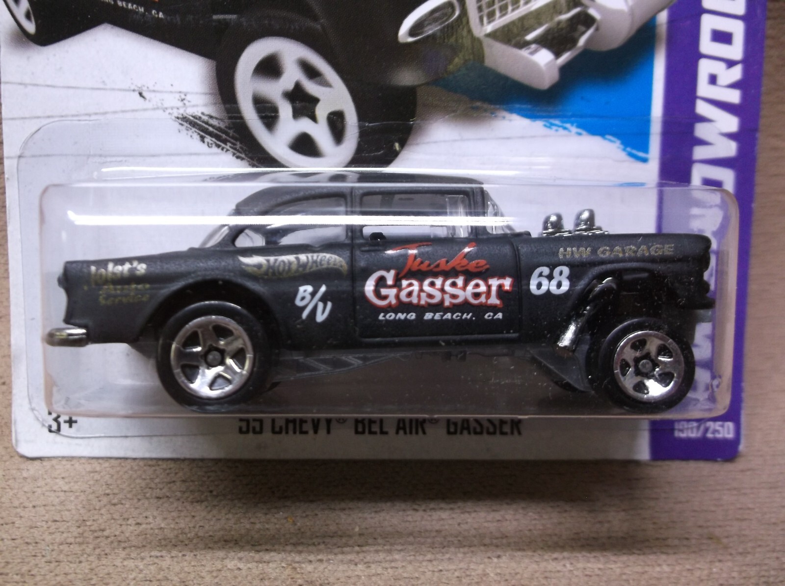 HOT WHEELS 2013 #190 BLACK 1955 CHEVROLET 55 CHEVY BEL AIR GASSER NHRA DRAG RACE