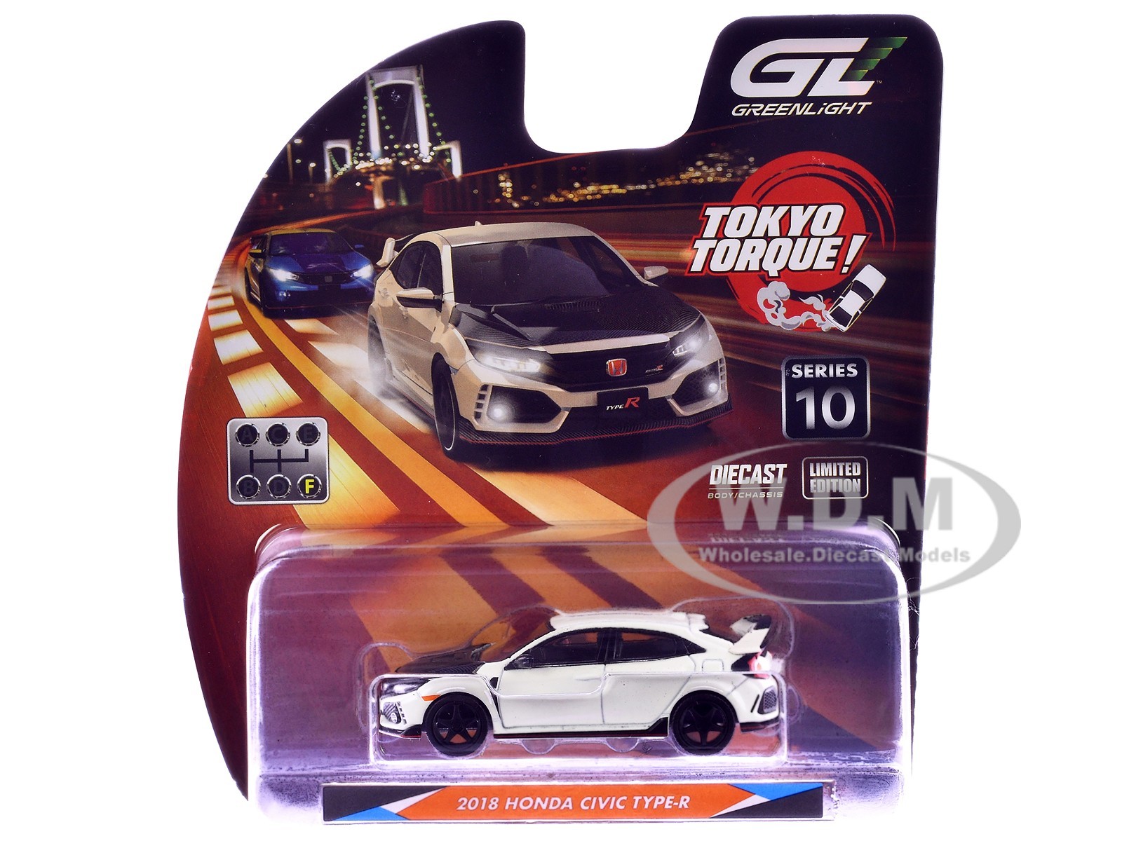 2018 HONDA CIVIC TYPE-R (FK8) RHD CHAMPIONSHIP WHITE 1/64 BY GREENLIGHT 235110 F