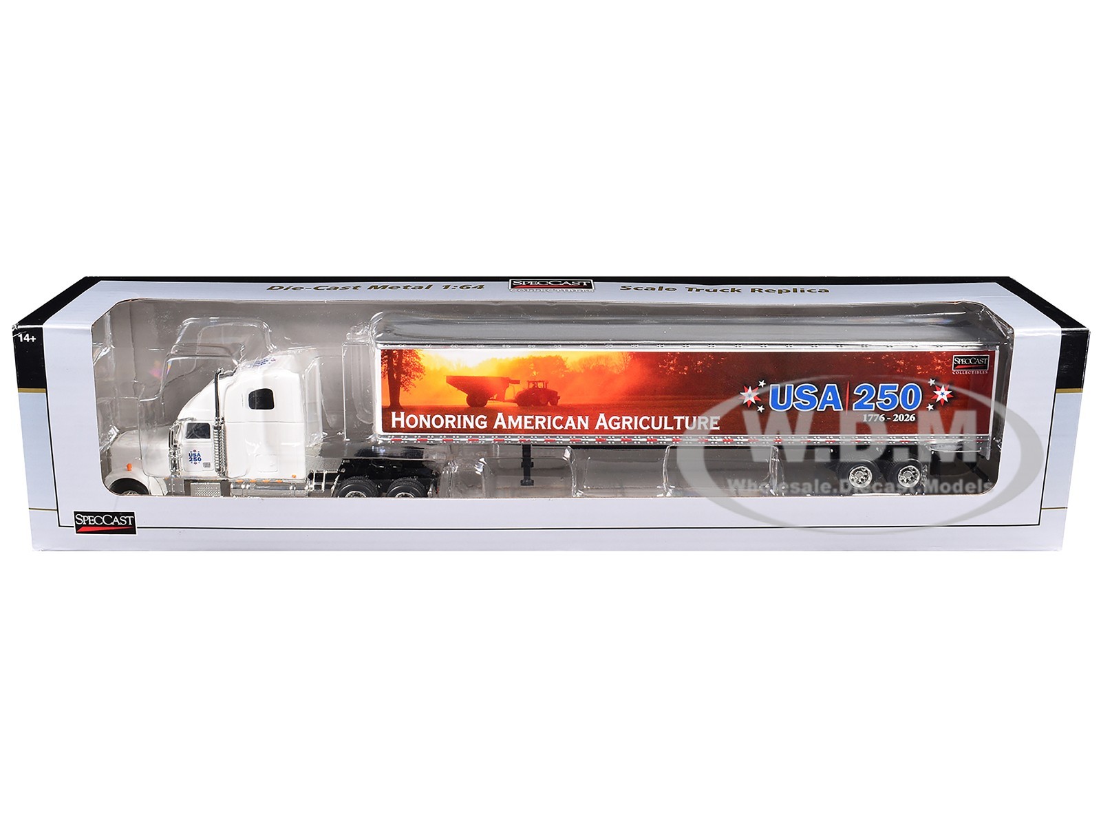 FREIGHTLINER CLASSIC XL SLEEPER W/TRAILER “USA 250” WHITE 1/64 BY SPECCAST 35595