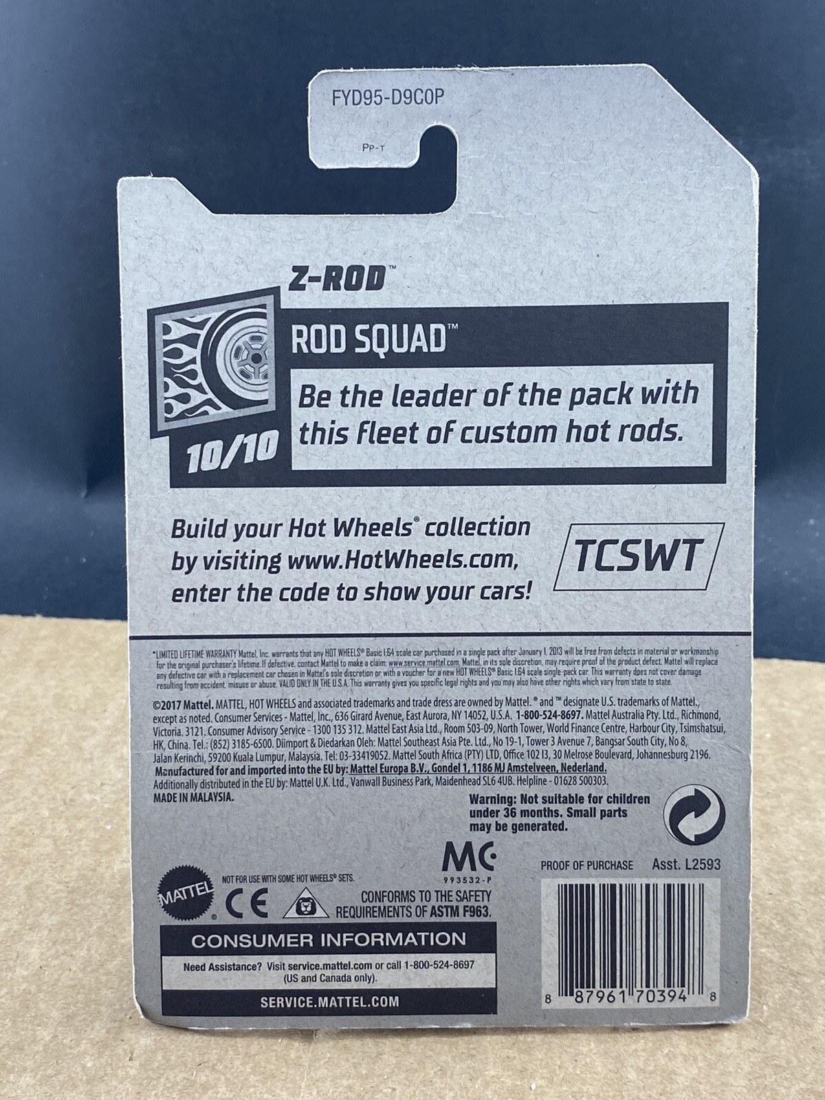 Hot Wheels Rod Squad Z-Rod 10/10, 1/64, COMBINED SHIP $1 PER MULT