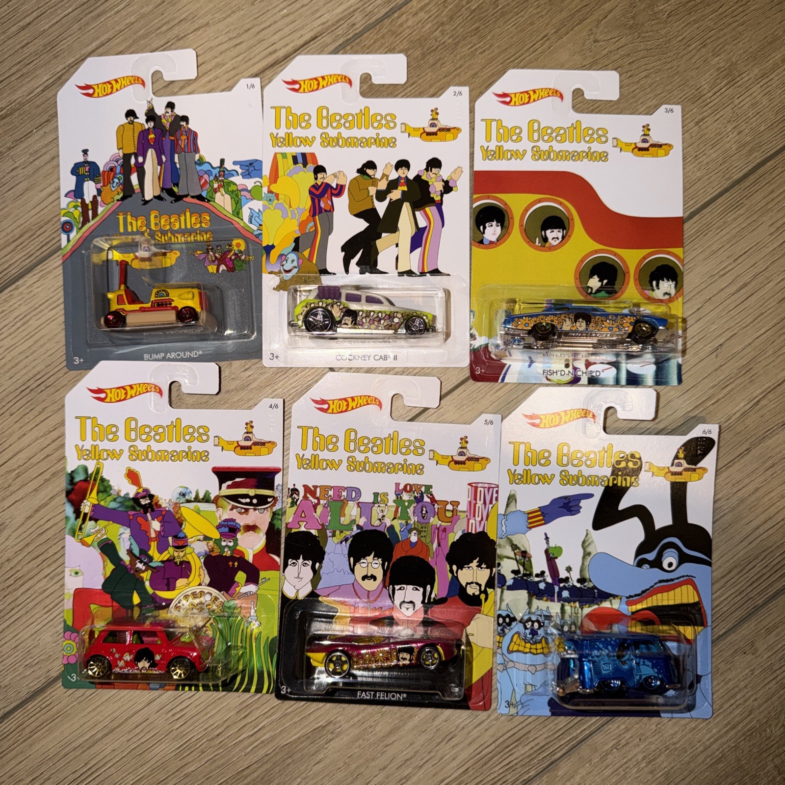 RARE 6 Car Set Hot Wheels The Beatles Yellow Submarine Series