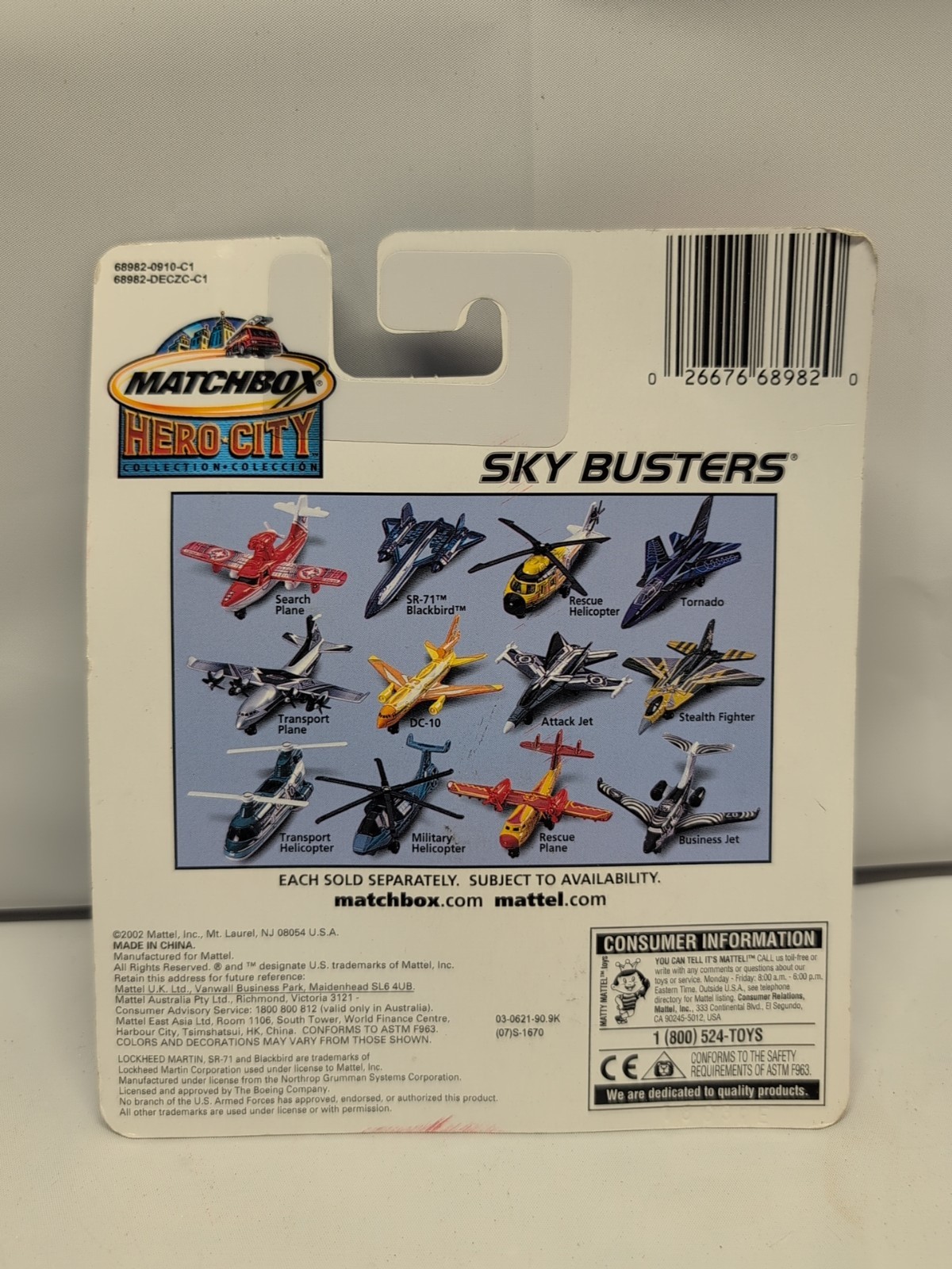 Matchbox 2002 Hero City Sky Busters Transport Plane Silver/ Black NIP 2002 VTG
